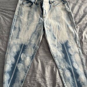 White wash jeans button fly zipper front brand new with tags
